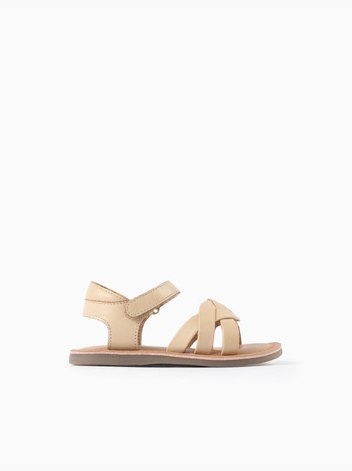 Sandalias de piel con tiras trenzadas y soporte en el talón - Kiabi