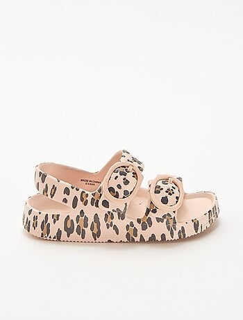 Sandalias de plástico con estampado de leopardo