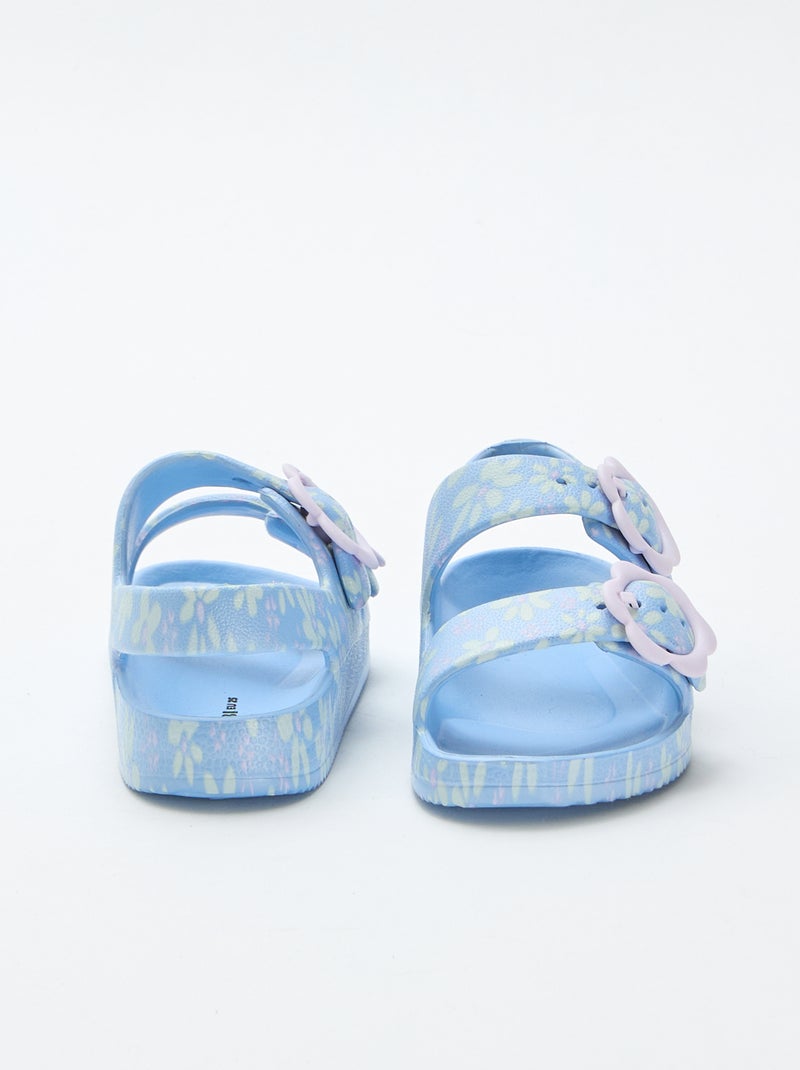 Sandalias de plástico con estampado floral Azul - Kiabi