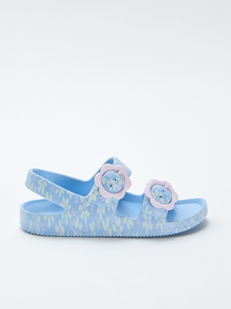 Sandalias de plástico con estampado floral Azul - Kiabi