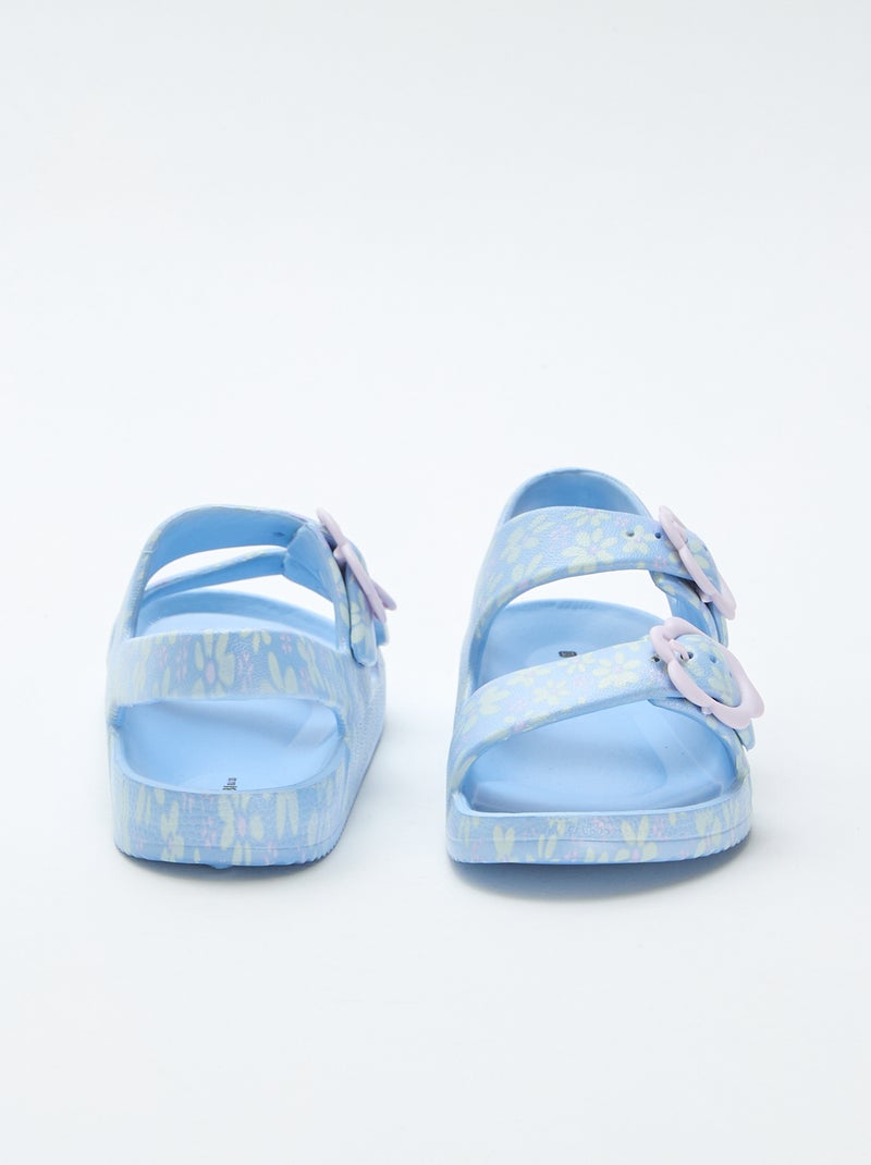 Sandalias de plástico con estampado floral Azul - Kiabi