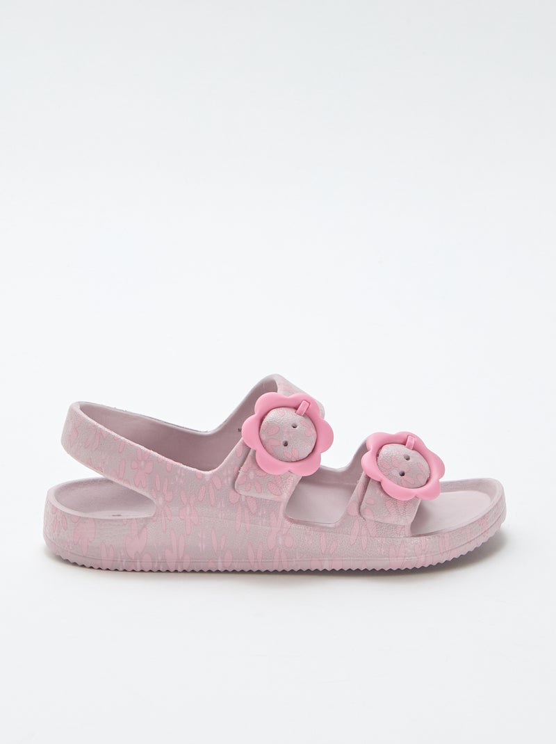 Sandalias de plástico con estampado floral Rosa - Kiabi