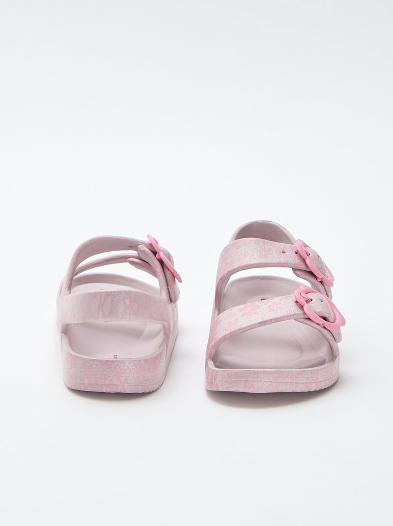 Sandalias de plástico con estampado floral Rosa - Kiabi