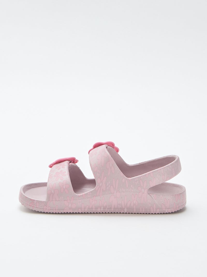 Sandalias de plástico con estampado floral Rosa - Kiabi