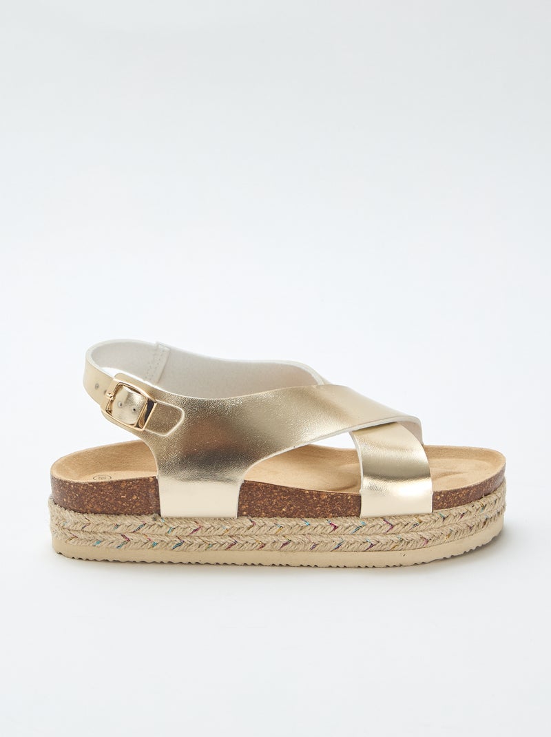 Sandalias de plataforma con tiras cruzadas Amarillo - Kiabi