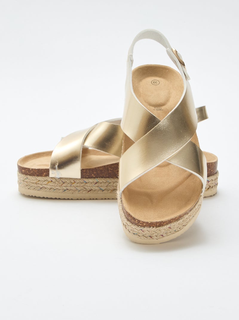Sandalias de plataforma con tiras cruzadas Amarillo - Kiabi