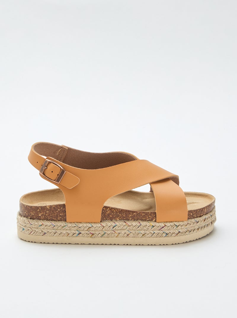 Sandalias de plataforma con tiras cruzadas Marron - Kiabi