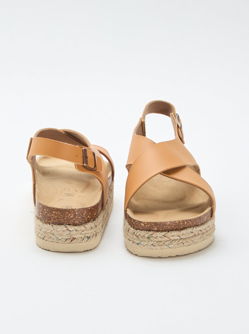 Sandalias de plataforma con tiras cruzadas Marron - Kiabi