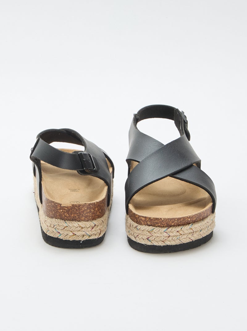 Sandalias de plataforma con tiras cruzadas Negro - Kiabi