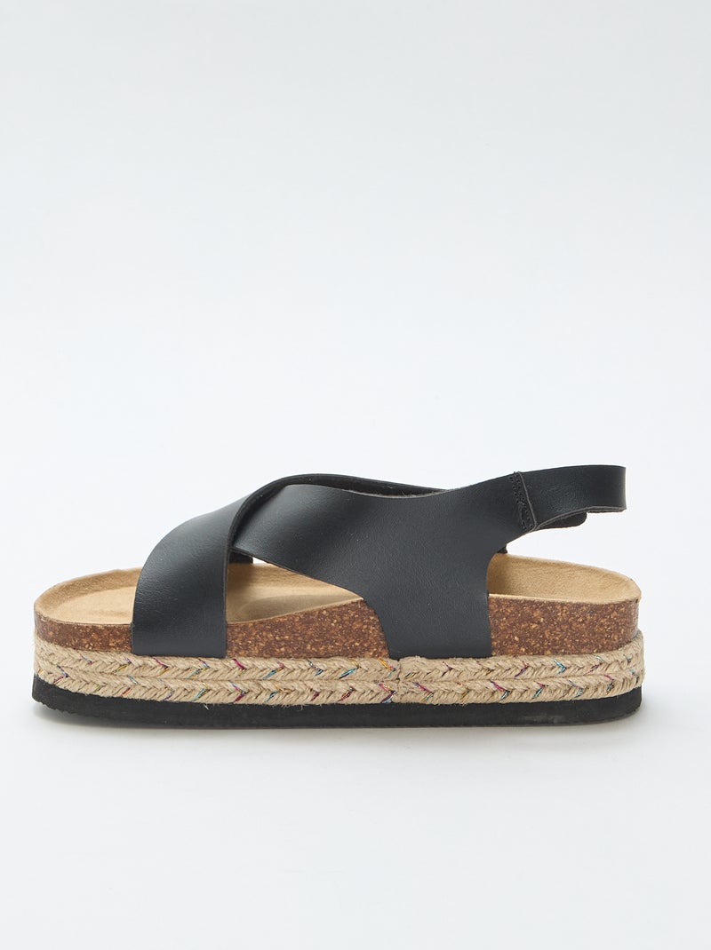 Sandalias de plataforma con tiras cruzadas Negro - Kiabi