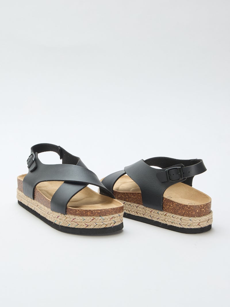 Sandalias de plataforma con tiras cruzadas Negro - Kiabi