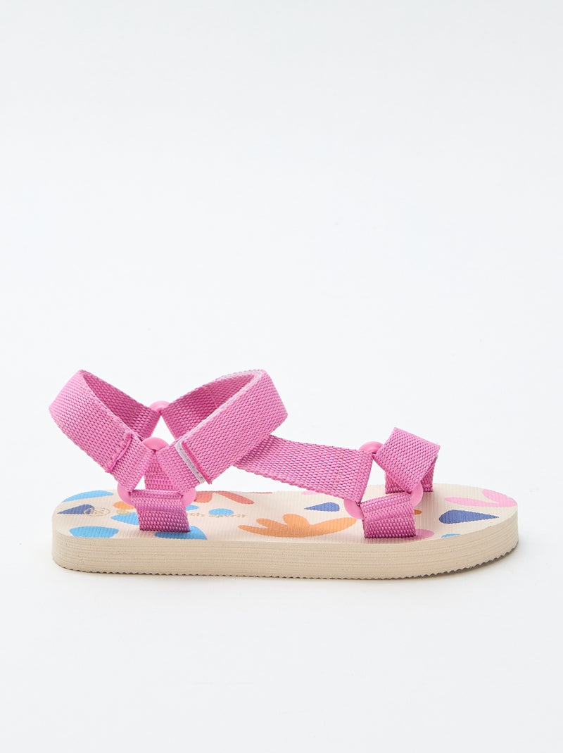 Sandalias de playa con tiras textiles Rosa - Kiabi