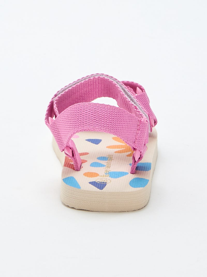 Sandalias de playa con tiras textiles Rosa - Kiabi
