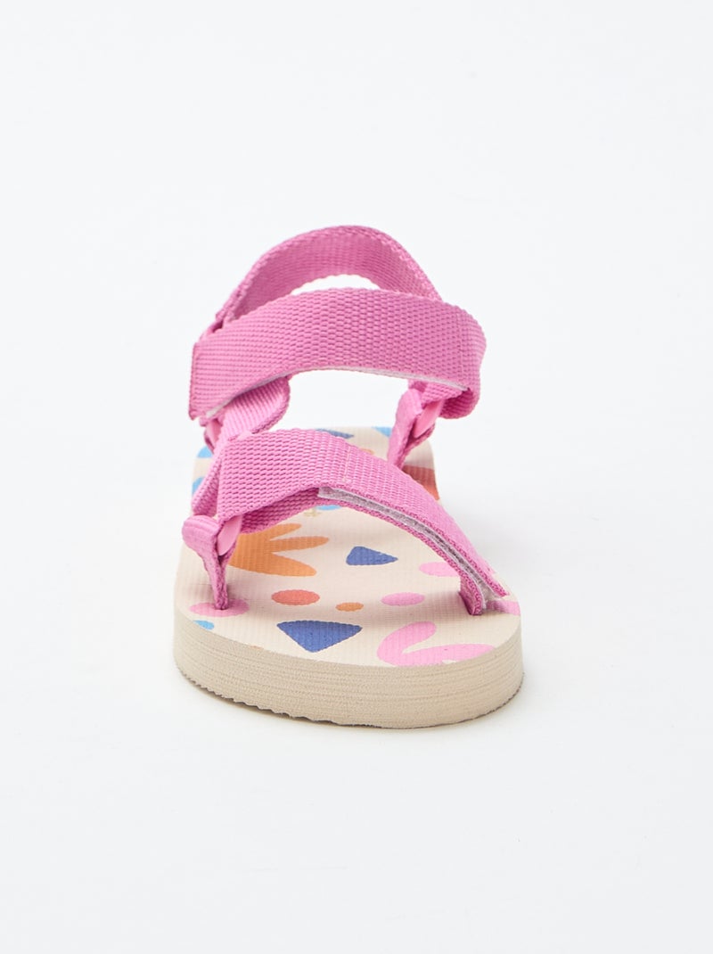 Sandalias de playa con tiras textiles Rosa - Kiabi