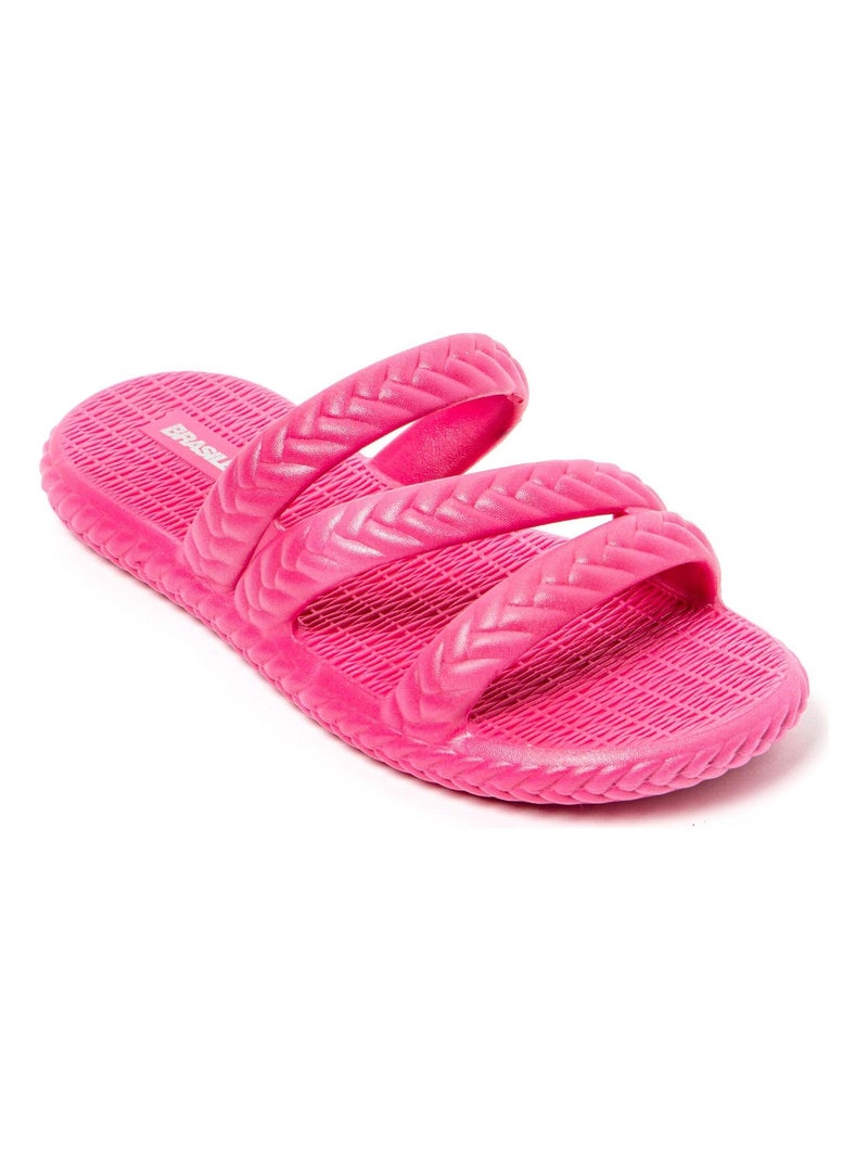 Sandalias de playa de Mujer con suela de goma Rosa fucsia - Kiabi