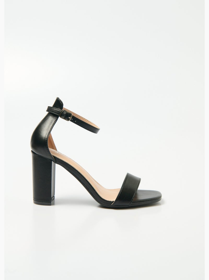 Sandalias de tacón alto con punta cuadrada y tiras - AFIBEL Negro - Kiabi