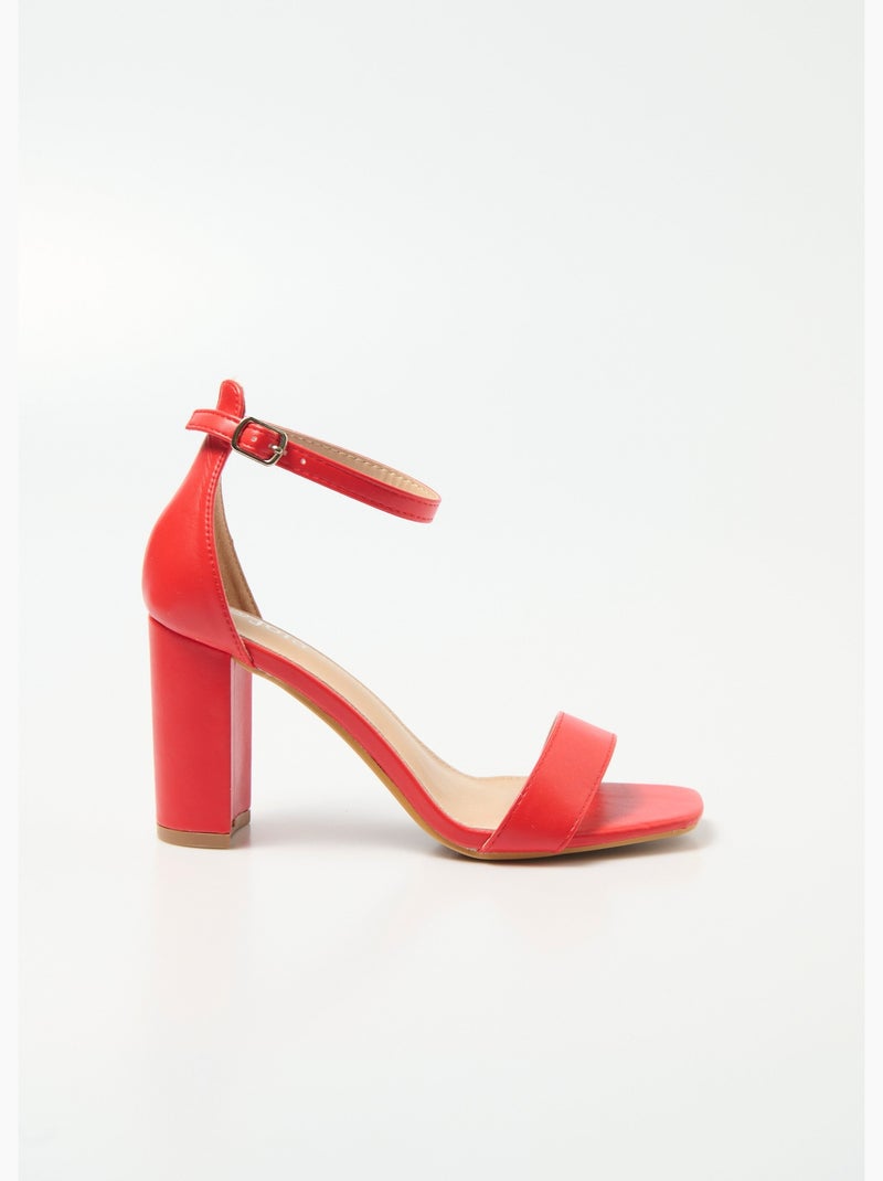 Sandalias de tacón alto con punta cuadrada y tiras - AFIBEL Rojo - Kiabi