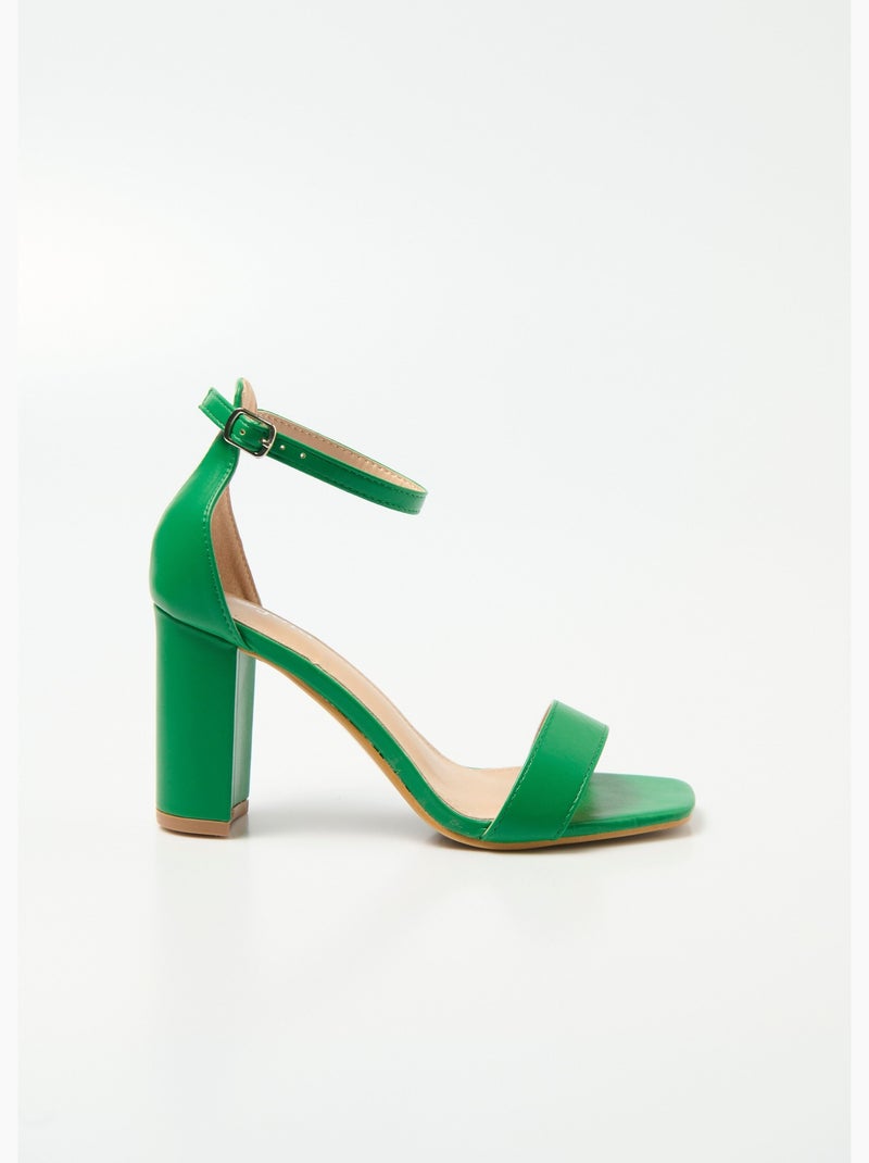 Sandalias de tacón alto con punta cuadrada y tiras - AFIBEL Verde - Kiabi