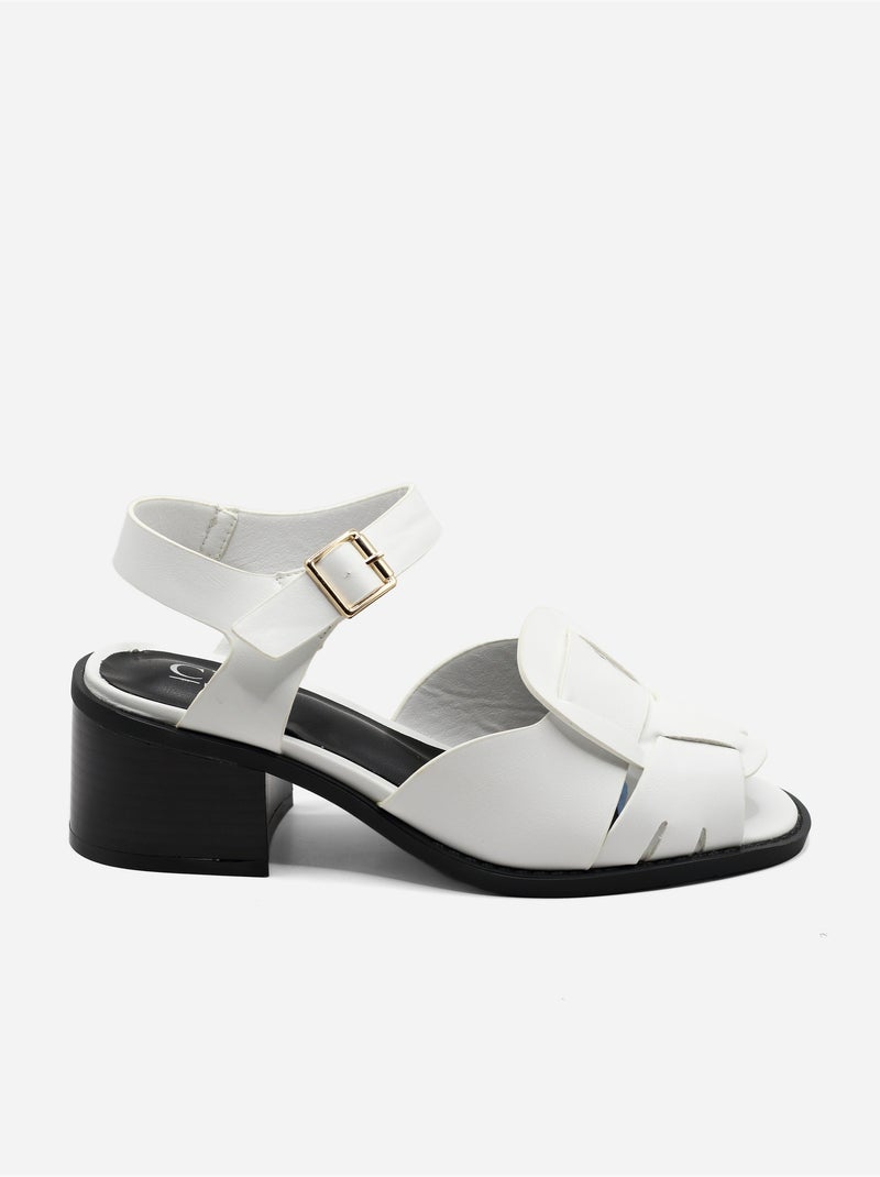 Sandalias de tacón con correa y hebilla Blanco - Kiabi