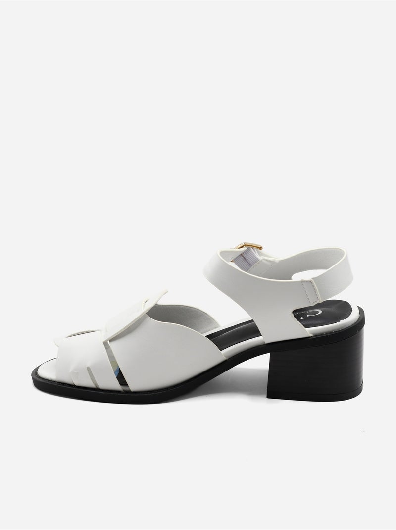 Sandalias de tacón con correa y hebilla Blanco - Kiabi