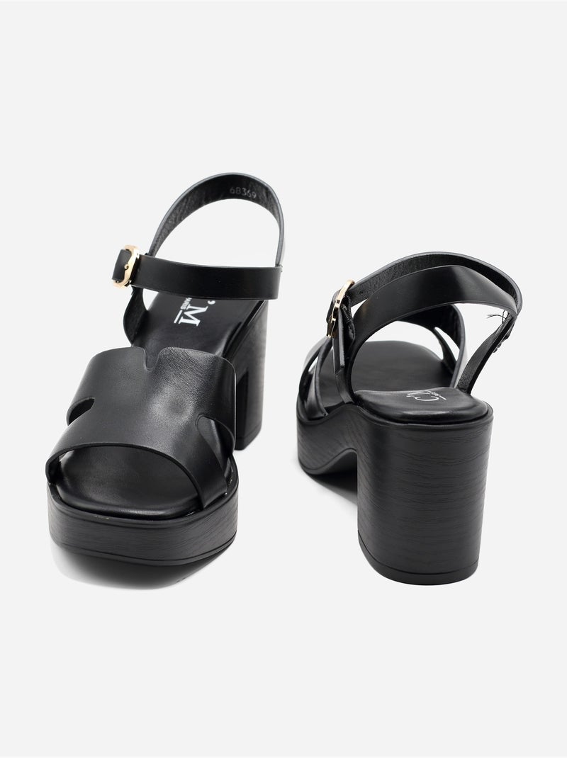 Sandalias de tacón con correa y hebilla Negro - Kiabi