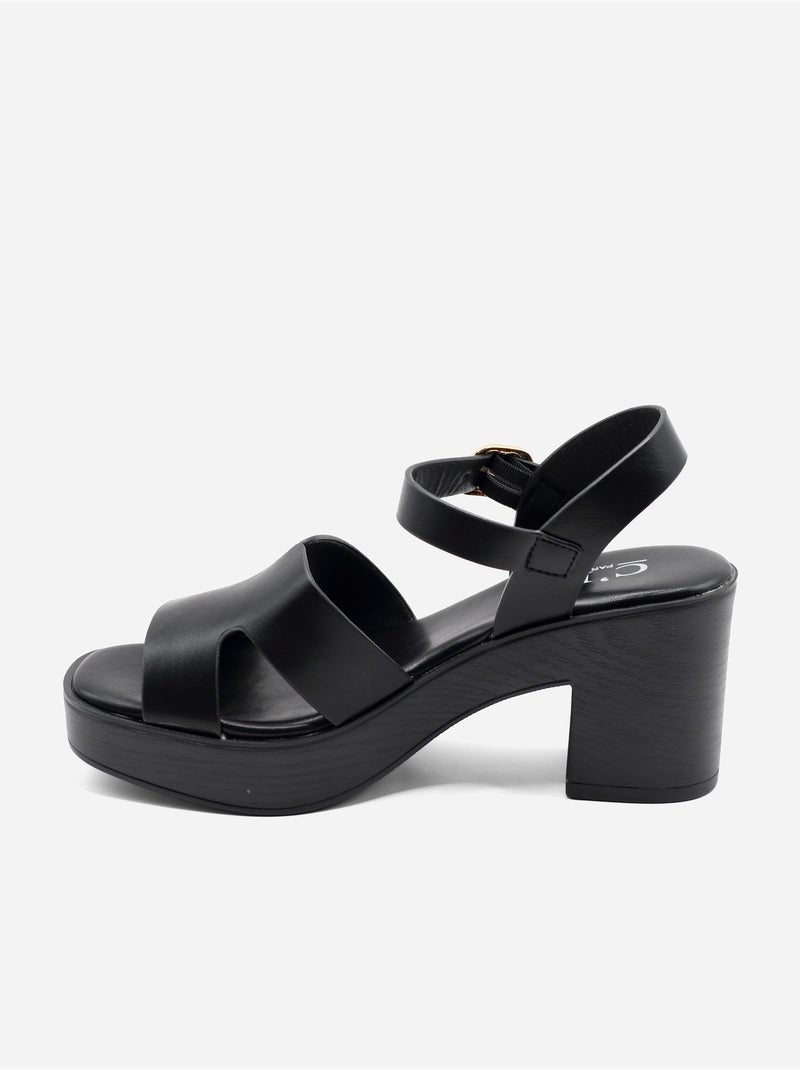 Sandalias de tacón con correa y hebilla Negro - Kiabi