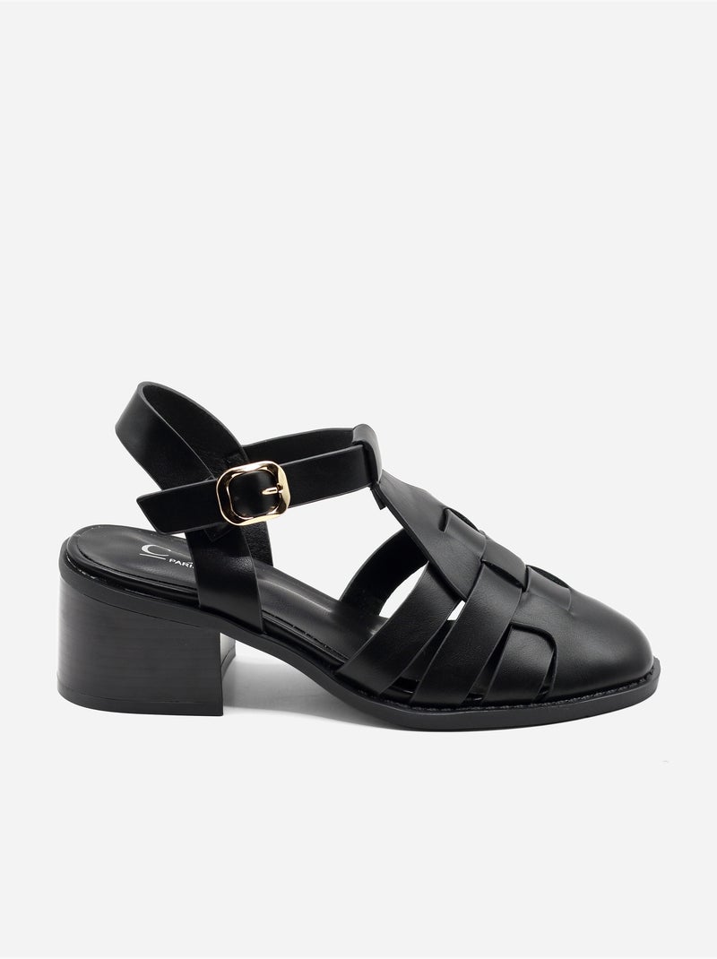 Sandalias de tacón con correa y hebilla Negro - Kiabi