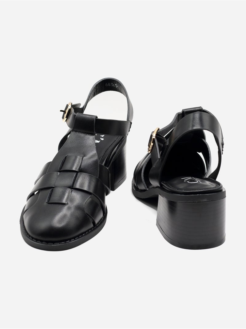 Sandalias de tacón con correa y hebilla Negro - Kiabi