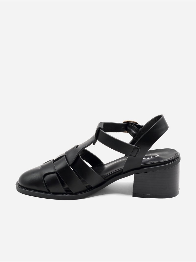 Sandalias de tacón con correa y hebilla Negro - Kiabi