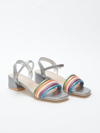 Sandalias de tacón con tiras multicolores