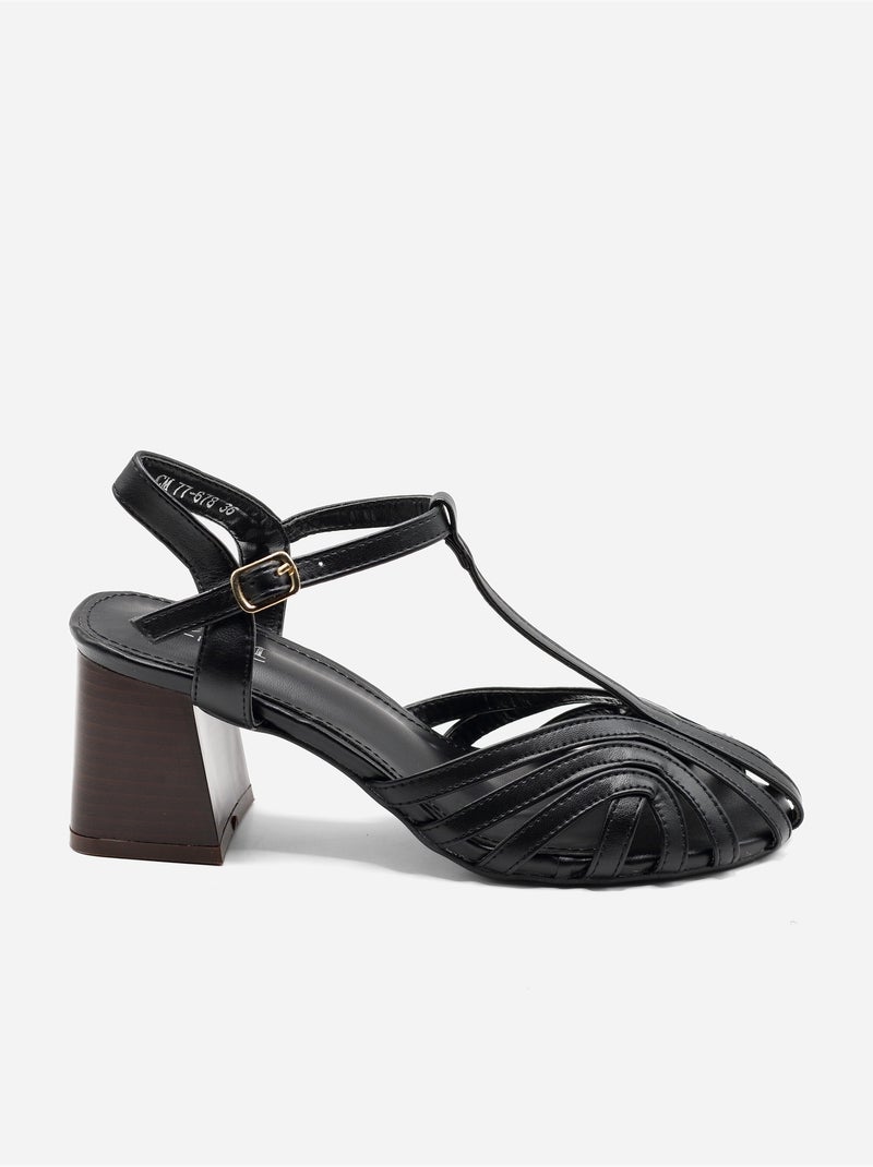 Sandalias de tacón con tiras Negro - Kiabi