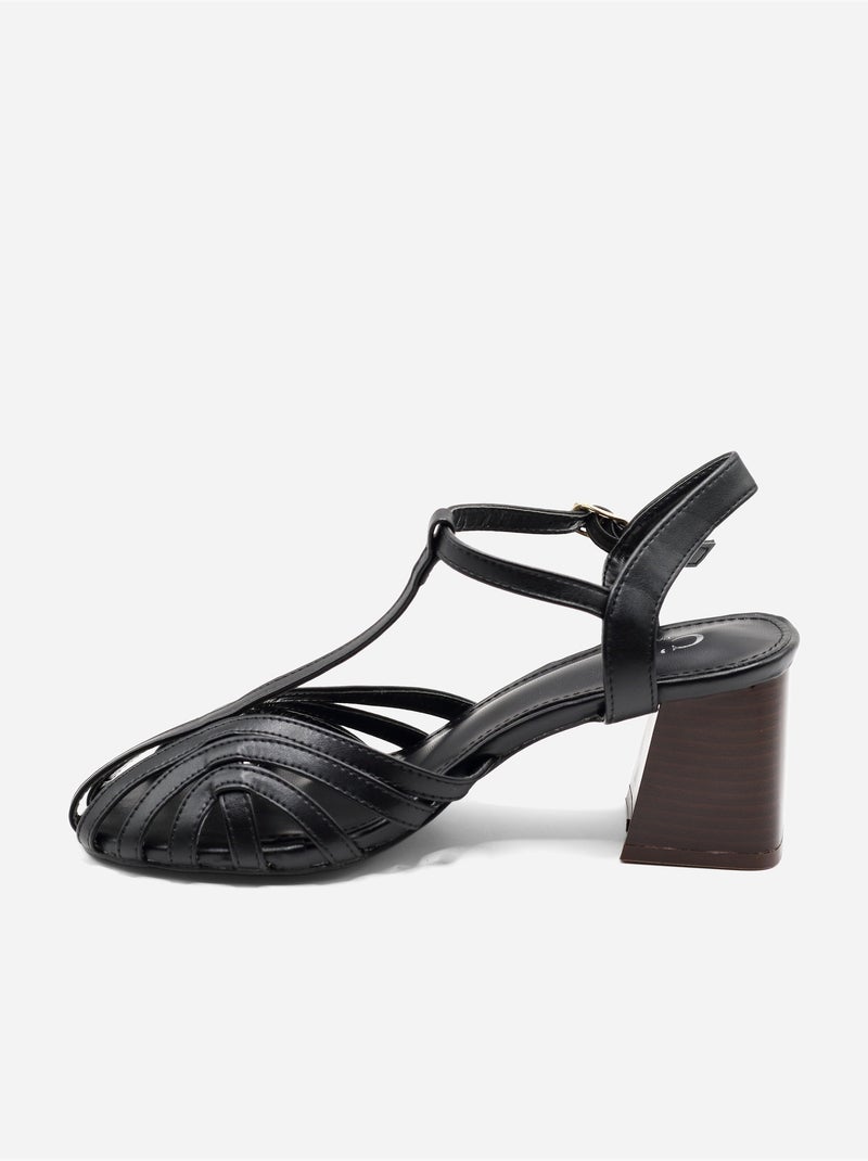 Sandalias de tacón con tiras Negro - Kiabi