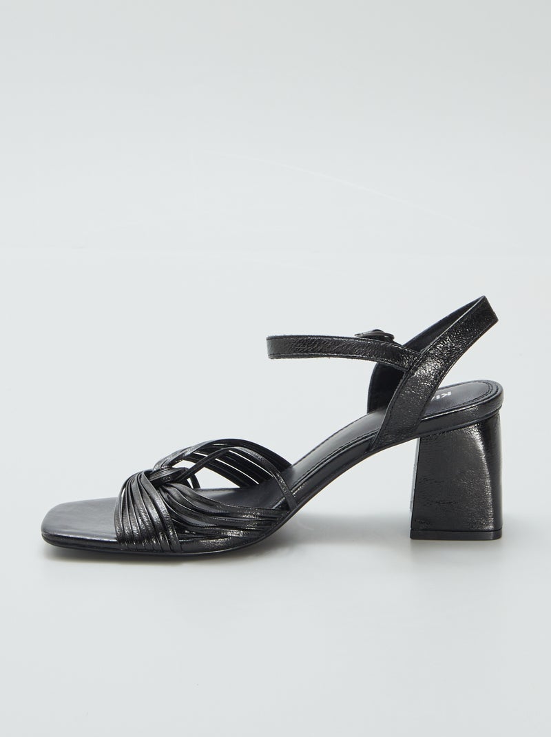 Sandalias de tacón de material sintético NEGRO - Kiabi