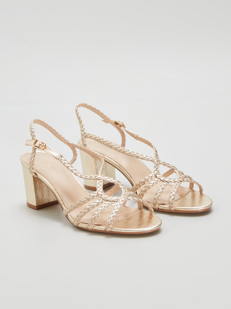 Sandalias de tacón doradas AMARILLO - Kiabi
