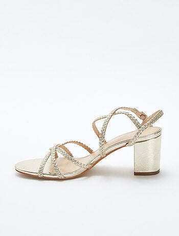 Sandalias de tacón doradas