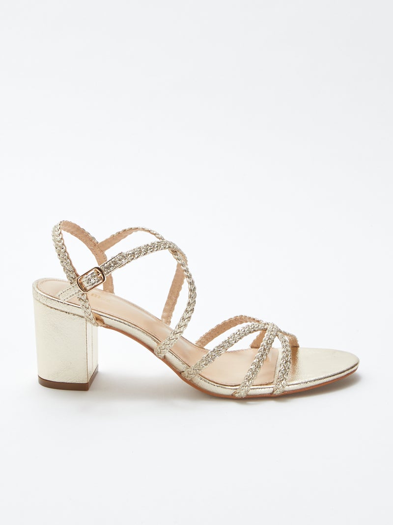 Sandalias de tacón doradas AMARILLO - Kiabi