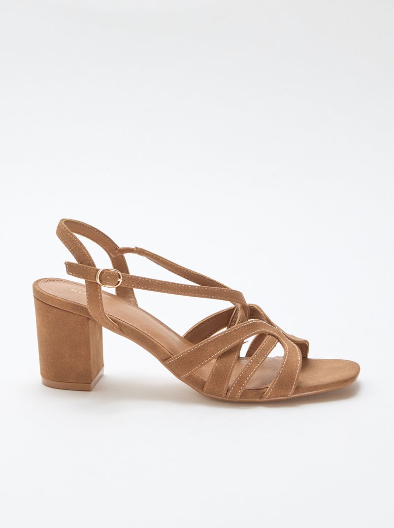 Sandalias de tacón y tiras cruzadas Marron - Kiabi