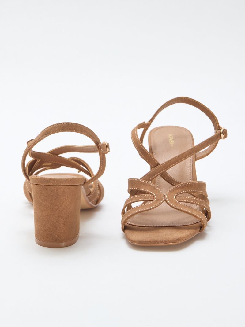 Sandalias de tacón y tiras cruzadas Marron - Kiabi
