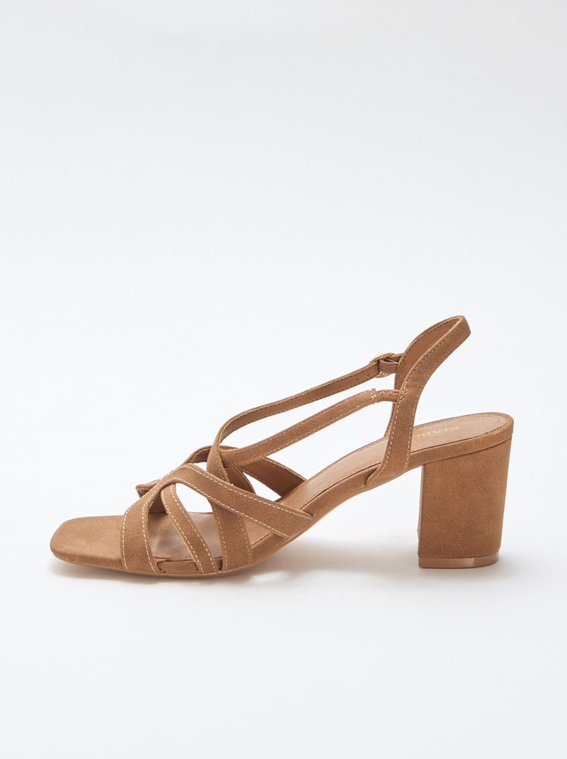 Sandalias de tacón y tiras cruzadas Marron - Kiabi