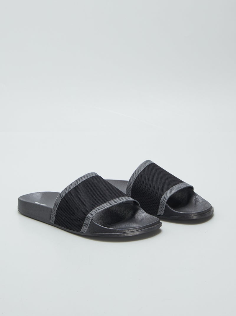 Sandalias de tela con calados negro - Kiabi