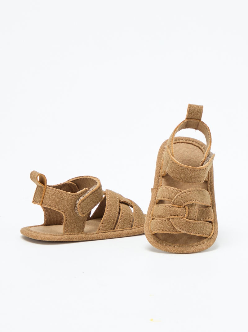 Sandalias de tela con tiras cruzadas Marron - Kiabi