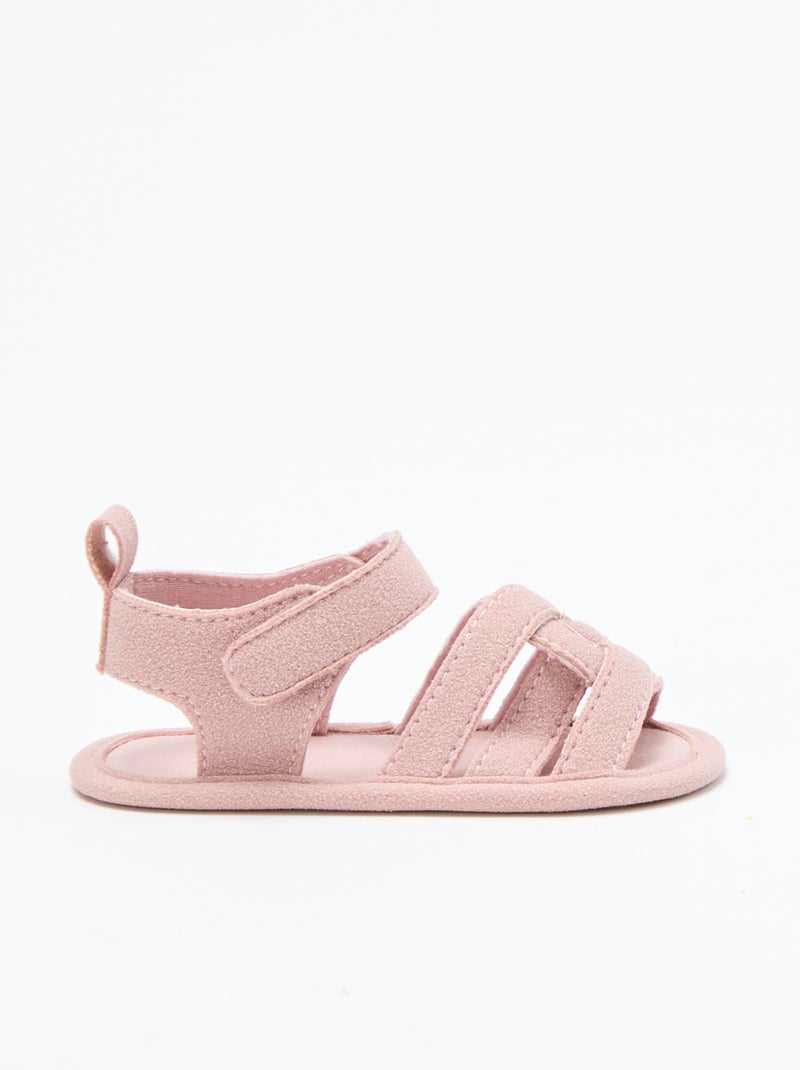 Sandalias de tela con tiras cruzadas Rosa - Kiabi