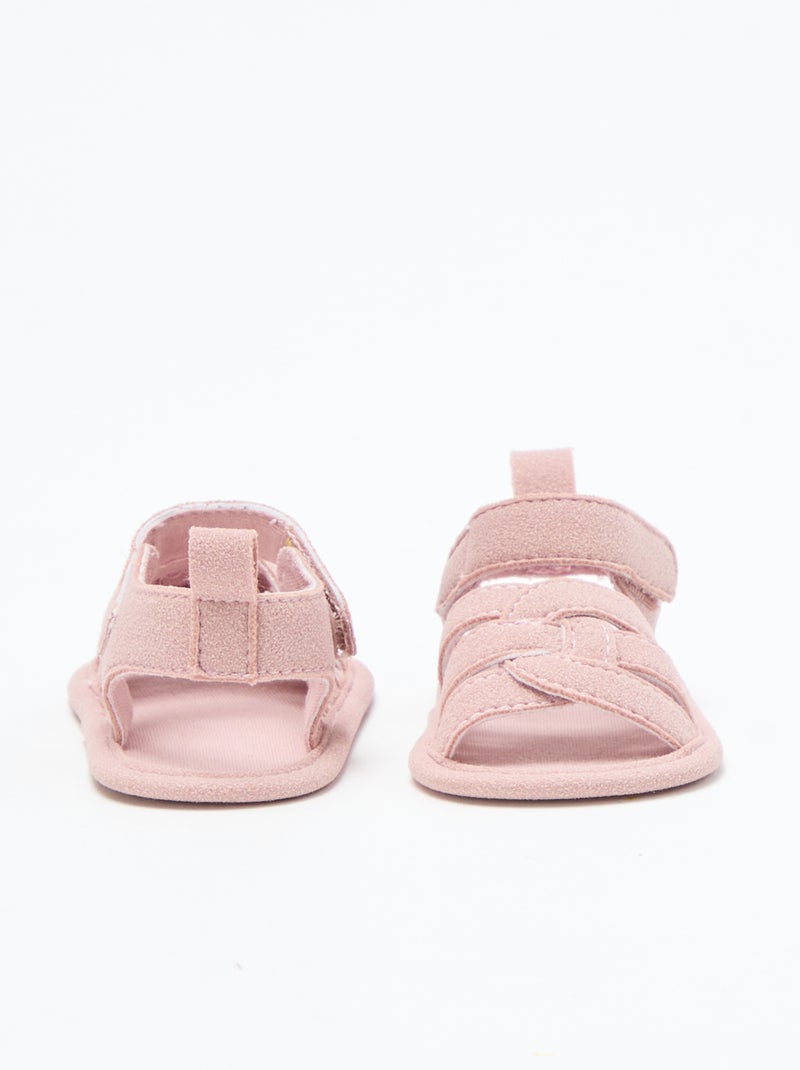Sandalias de tela con tiras cruzadas Rosa - Kiabi