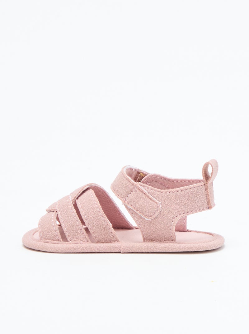 Sandalias de tela con tiras cruzadas Rosa - Kiabi