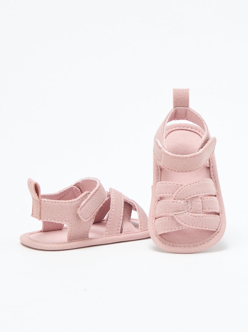 Sandalias de tela con tiras cruzadas Rosa - Kiabi