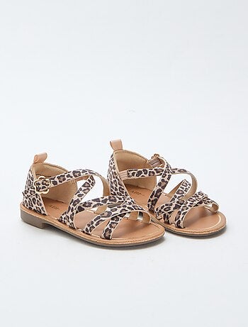 Sandalias de tiras con estampado de leopardo