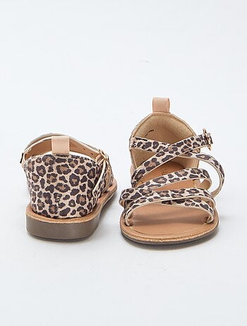 Sandalias de tiras con estampado de leopardo