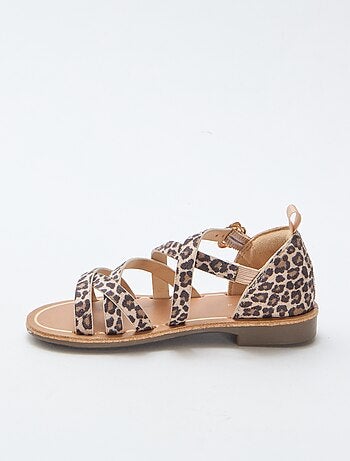 Sandalias de tiras con estampado de leopardo