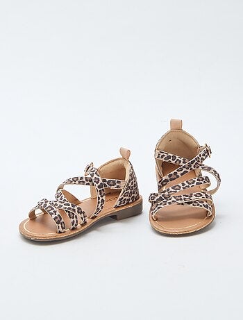 Sandalias de tiras con estampado de leopardo