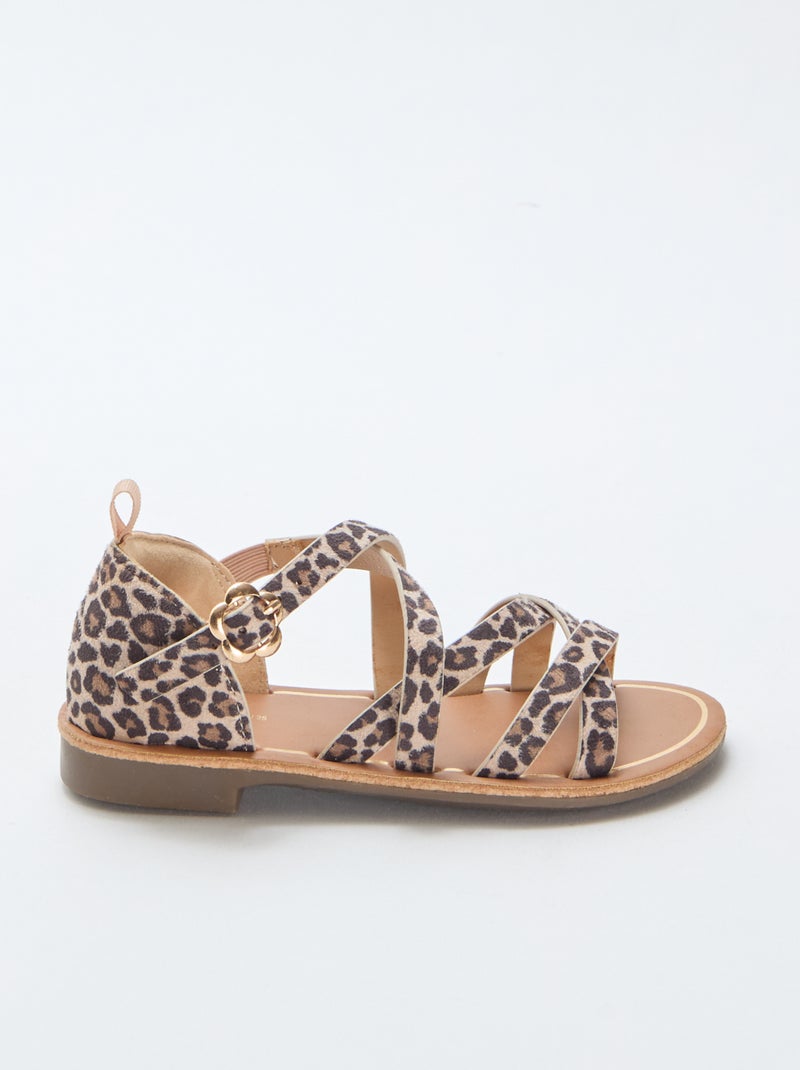 Sandalias de tiras con estampado de leopardo Marron - Kiabi